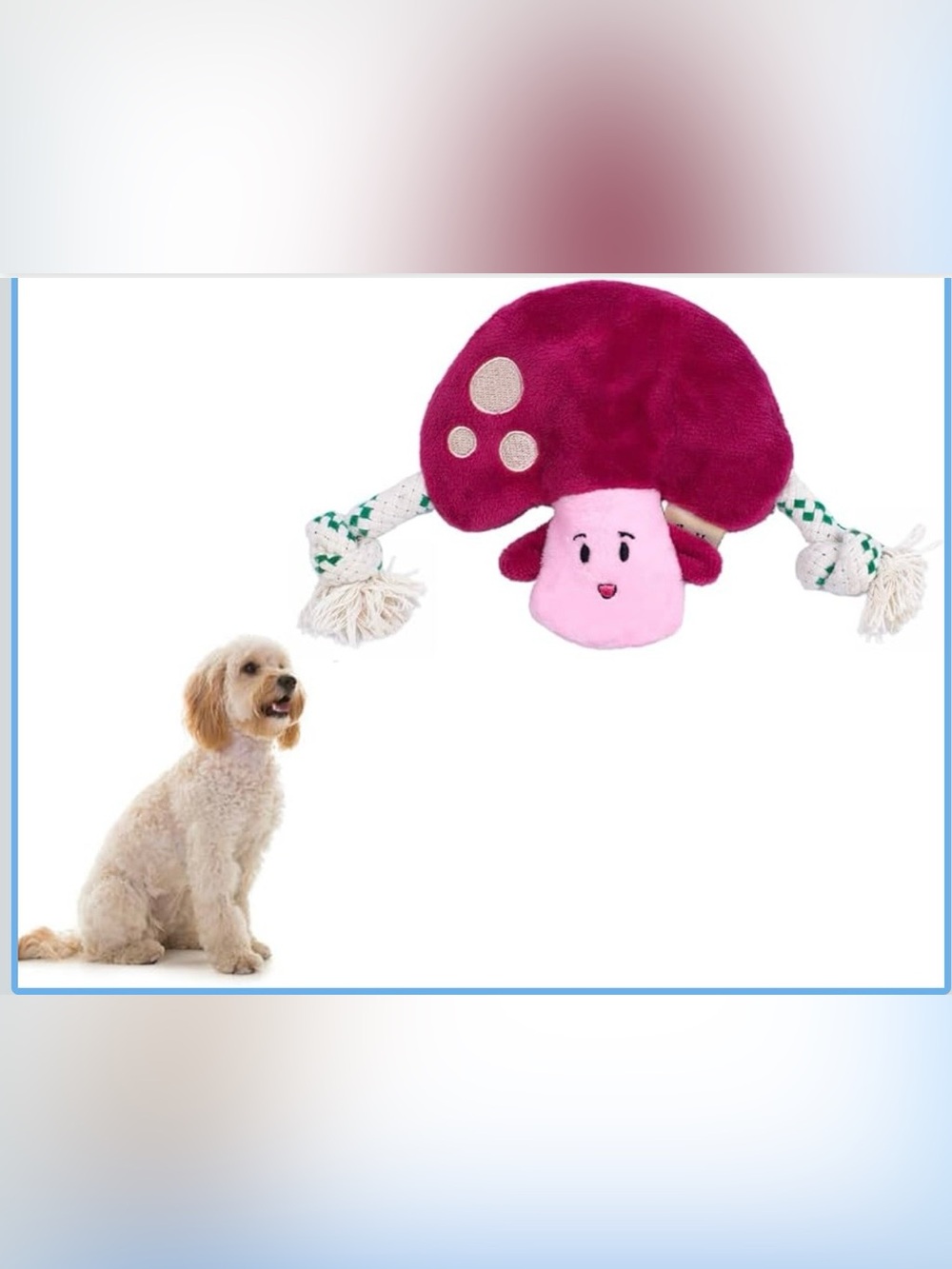 Plush Mushroom Rope Dog Toy - Pink & Berry, NWT